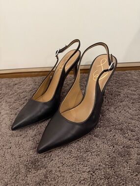 Sam Edelman Black Pointed Slingback Heels